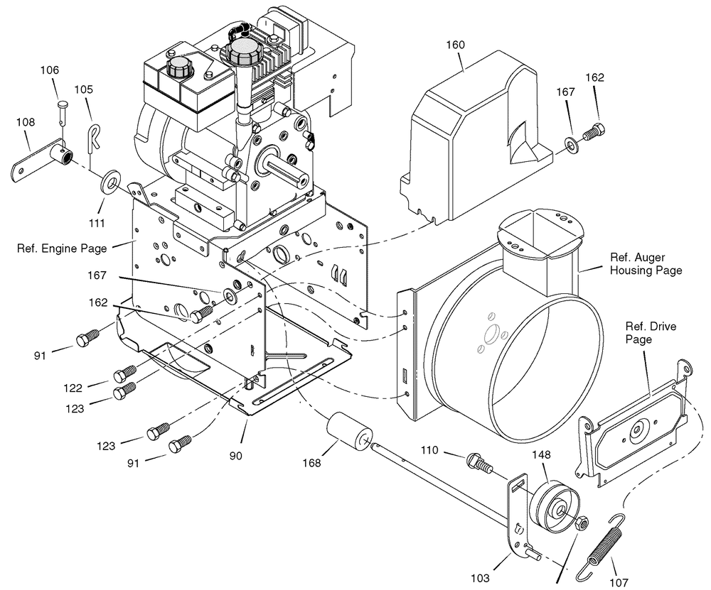 Frame Diagram and Parts List for 622505X105A 2004 Briggs and Stratton Snow Blower